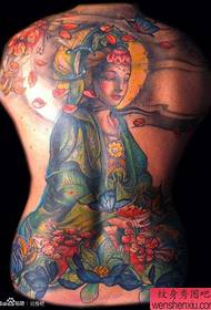 the back of the classic handsome back full Guanyin tattoo pattern