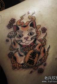 ένα τατουάζ γατών τυχερό μοτίβο γάτα
