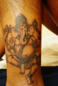 Indijas ziloņu dieva kāju deju tetovējuma modelis