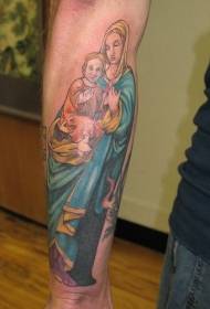 Madonna with Jesus Baby Color Tattoo Pattern