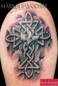 Big Tattoo Model: Big Arm Cracked pattern of the tattoo cross