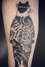 satu set tato totem kepribadian kucing dan tikus Jepang