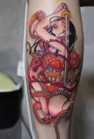 een reeks kleurrijke creatieve tattoo-werken van traditionele Japanse vrouwen