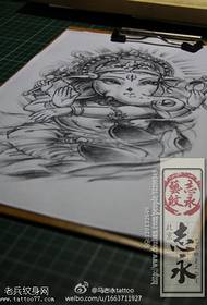 Szkic jak obraz rękopisu tatuażu boga
