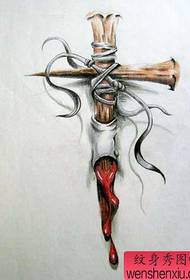 a popular beautiful bloody cross tattoo pattern picture