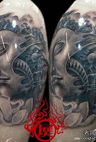 arm classic cool devil and Buddha tattoo pattern