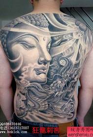 pola tato Buddha dan naga punggung penuh super tampan