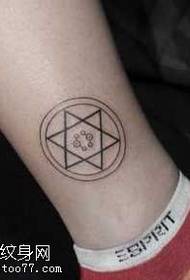 leg small six-pointed star tattoo pattern