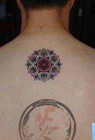 back six-pointed star and lotus totem tattoo pattern