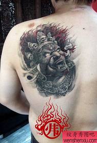 Férfi hátsó vállán népszerű klasszikus nagy fekete buddha tetoválás minta