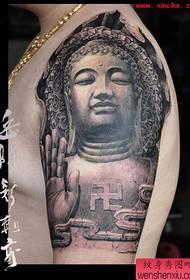 Big stone carving Buddha tattoo pattern