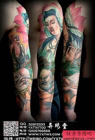 A clasaiceach tóir ar phatrún bláth Guanyin Luohan tattoo patrún