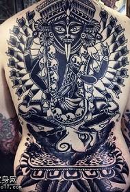 pilns muguras reliģiskās karalienes totēma tetovējums