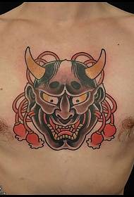 Tatuaggio maschera Prajna sul petto