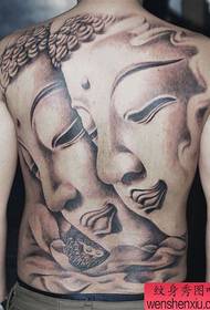 Mannlig full rygg kult Buddha tatoveringsmønster