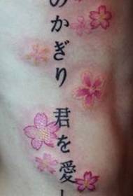 日本のタトゥーパターン：日本語のテキストチェリータトゥーパターン