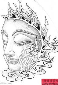 một hình xăm mặt nạ đầu Phật cổ điển