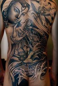 full back Guanyin inkvis tattoo patroon