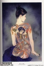 Tatueringsbild som tillhandahålls av den japanska ukiyo-e tatueringsmönstret för den lilla fruen till tatueringserien 2