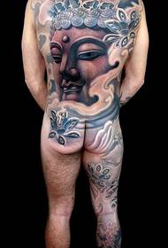 una espalda fresca llena de patrón de tatuaje de cabeza de Buda 157942 - brazo masculino genial medio demonio patrón de tatuaje de cabeza de Buda general