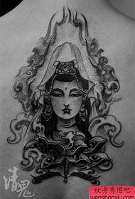 manlike rug, gewilde Guanyin-tatoo-patroon