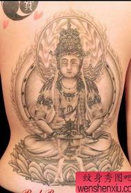 religious tattoo pattern: a back Guanyin Buddha tattoo pattern