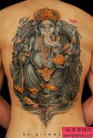 back a European and American 3D color Elephant god tattoo pattern