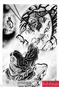 Japanese tattoo manuscript hundred ghost figure