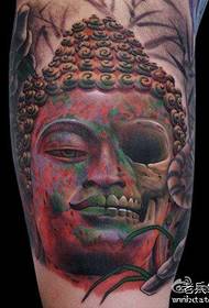 popular cool half Buddha head half tattoo tattoo pattern