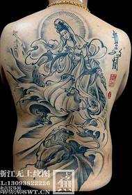 Patrón de tatuaje Guanyin con personalidad de espalda completa