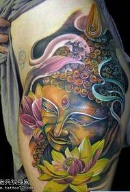 legged colorful Buddha and lotus tattoo pattern