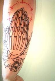 linija ruku, molitva lubanje šablona tetovaža uzorak