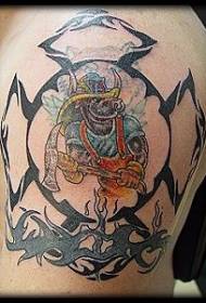 Leg Color Firefighter Tribal Tattoo Pattern