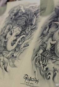 beautiful elephant god manuscript tattoo pattern