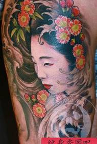 日本の芸者の美の入れ墨のパターンの腕