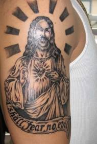 Groot arm nie bang vir die bose Jesus tattoo patroon
