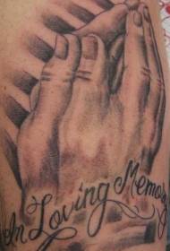 leg brown prayer hand tattoo pattern