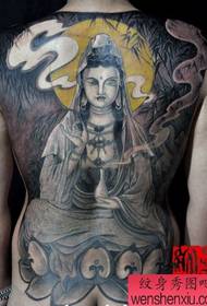 plena dorso Yangliu Guanyin tatuaje ŝablono