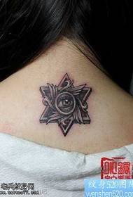 back popular eyes and six-pointed star tattoo pattern