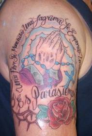 axel färg bön hand och ros tatuering mönster