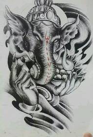 古典的なラッキー縁起の良い象の神のタトゥーパターン