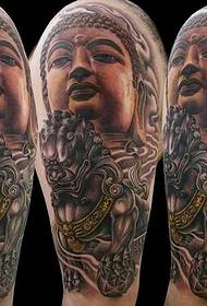 Løven og det venlige Buddha hoved tatoveringsmønster