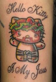 cor do braço Olá Kitty Jesus tatuagem imagem