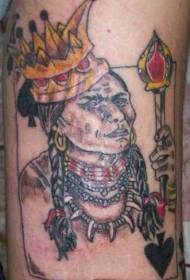 Beso kolorea Indian Spades King Tattoo Pattern