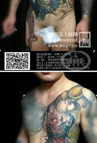 manlike foarste boarst koele klassike Jigong live Boeddha tatoeage patroan 157378-It koele en knappe Aeolian tatoeëerfatroon foar manlike skonken