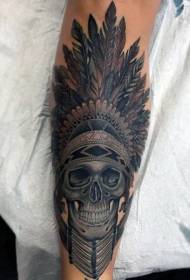 Legged model de tatuaj craniu indian realist real