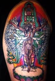 shoulder color Surreal Jesus tattoo pattern