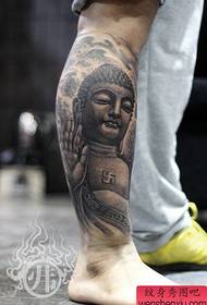 noga klasyczny przystojny tatuaż jednego posągu Buddy