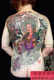 Pattern ng tattoo ng Hapon: buong likod ng Guanyin Bodhisattva cherry tattoo pattern