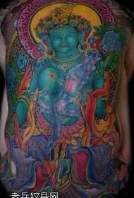 nyuma rangi moja kubwa Buddha tattoo muundo